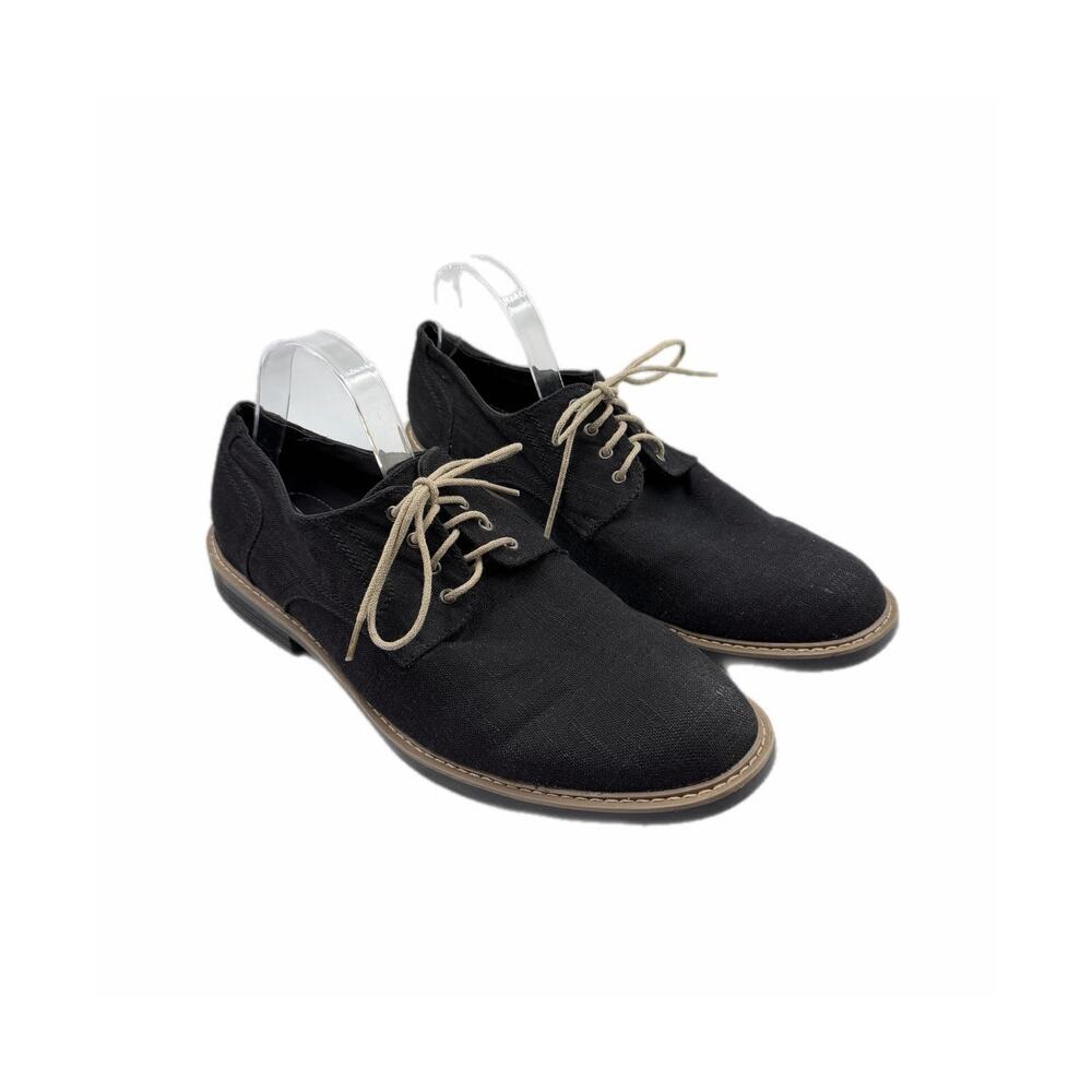Perry Ellis Men's 13 Black Canvas Fabric Upper Lace Up Oxford Work Casual Shoes